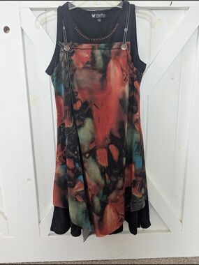 Papillon Blanc Artful Multi-Color Sleeveless Layered Dress